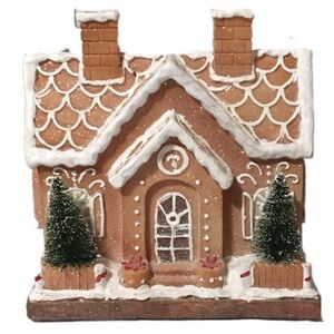 Gingerbread House Holiday Decoration - Brown and White